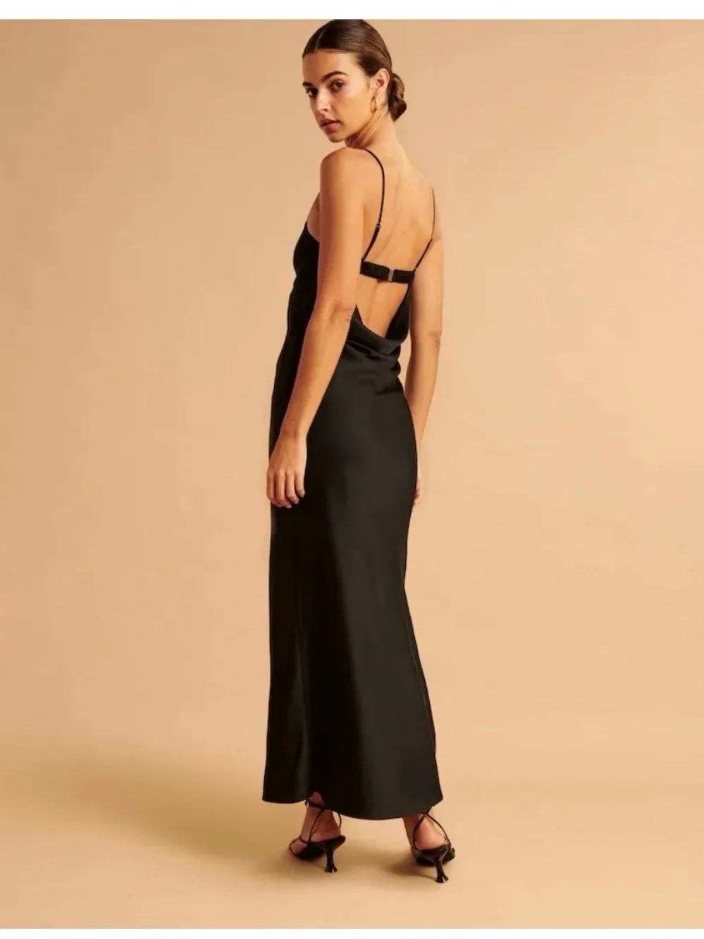Abercrombie & Fitch Julia Cowl Back Slip Dress in Black NWT